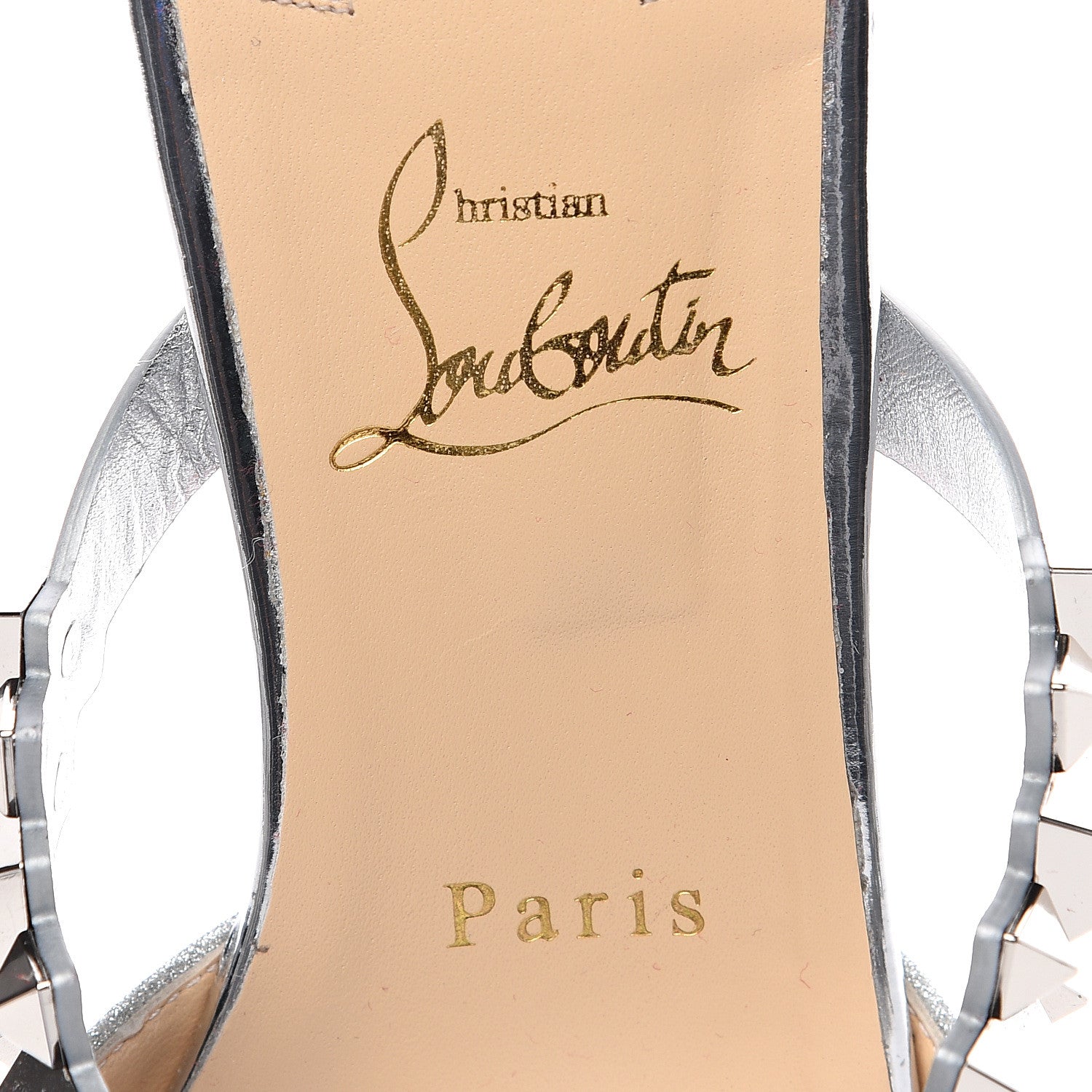 Christian Louboutin Mini Glitter Planet Choc Flat Mules 37.5 Silver 8 of 9
