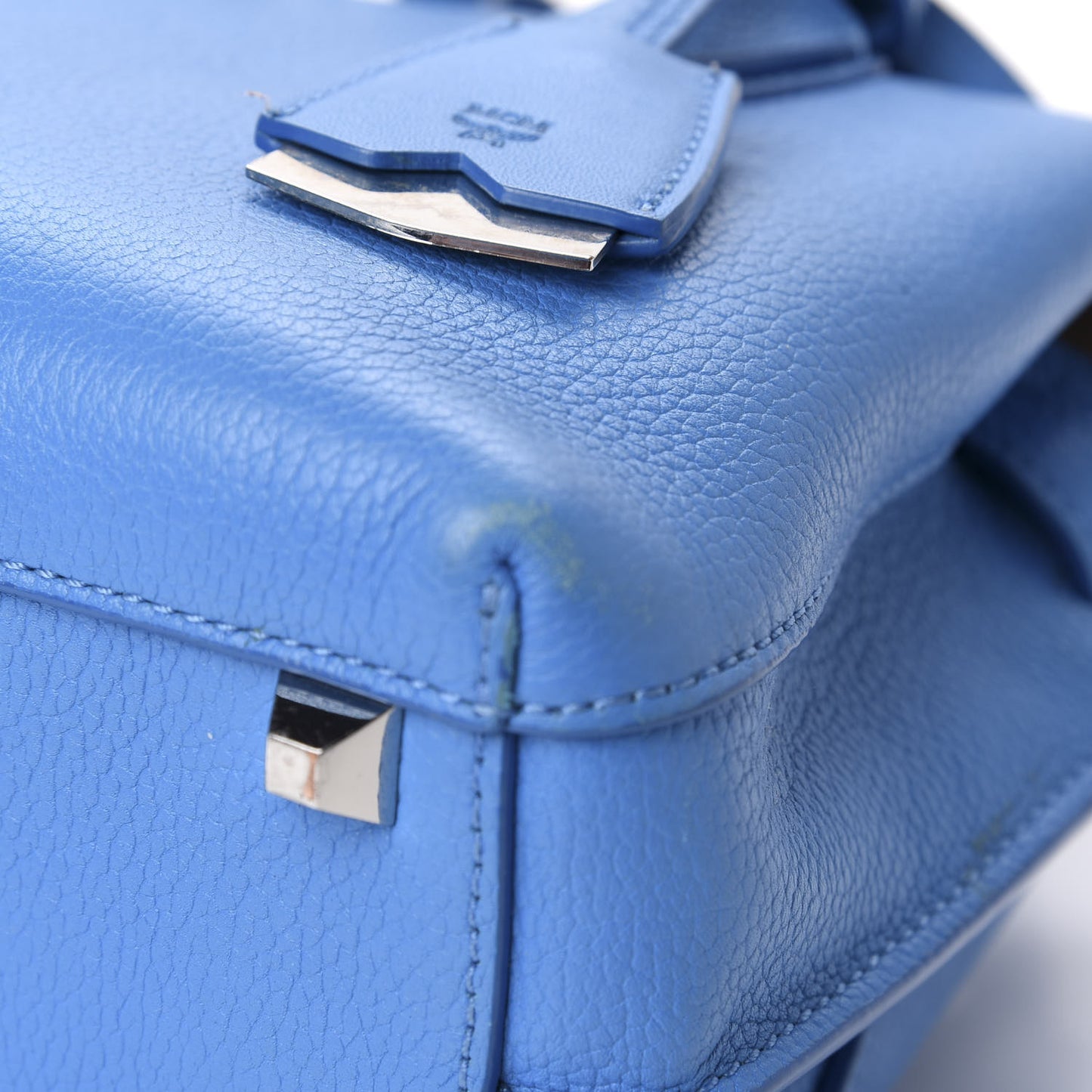 Grained Calfskin Mini Milla Tote Mediterranean Blue