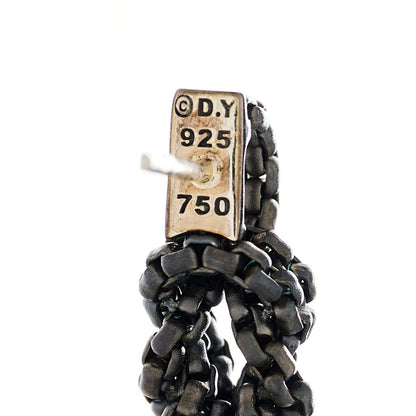 David Yurman Darkened Sterling Silver 18K Yellow Gold Garnet Hematite Black Onyx Box Chain Knot Drop Earrings 4 of 4