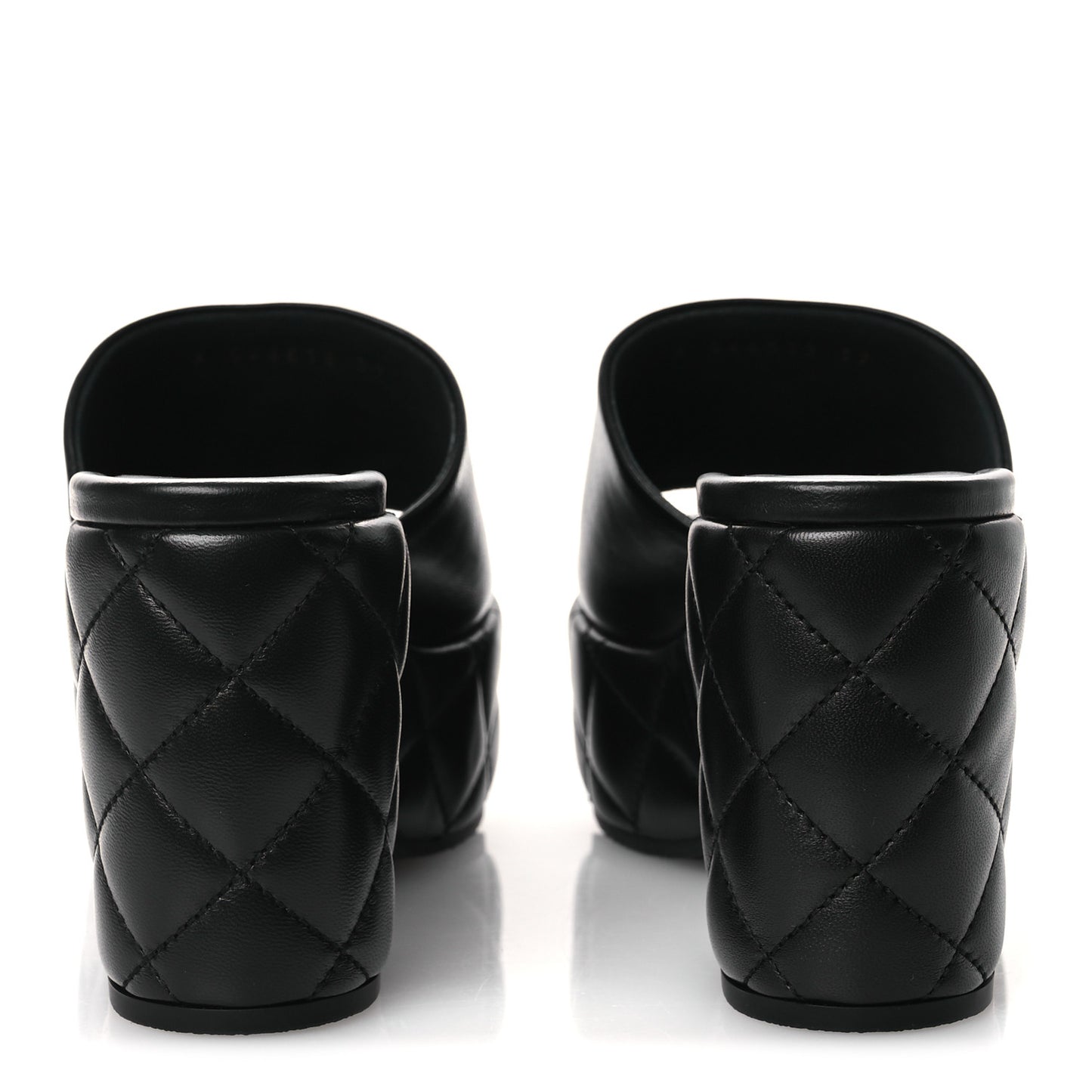 Lambskin Quilted CC Platform Mules 39 Black