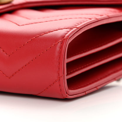 Gucci Calfskin Matelasse GG Marmont Chain Wallet Hibiscus Red 10 of 11
