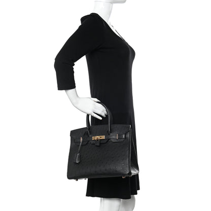 Hermes Ostrich Birkin 30 Black 2 of 16