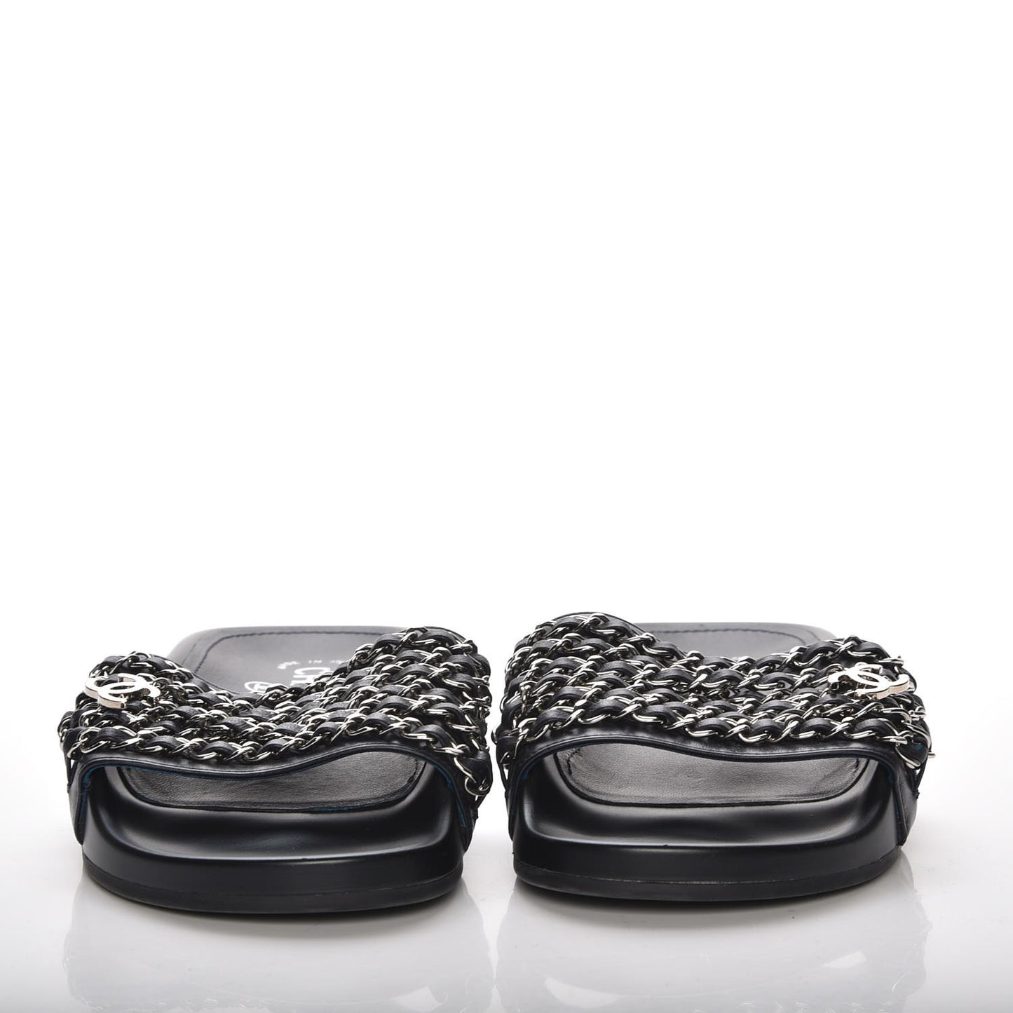 Lambskin Chain Flat Sandals 35 Marine