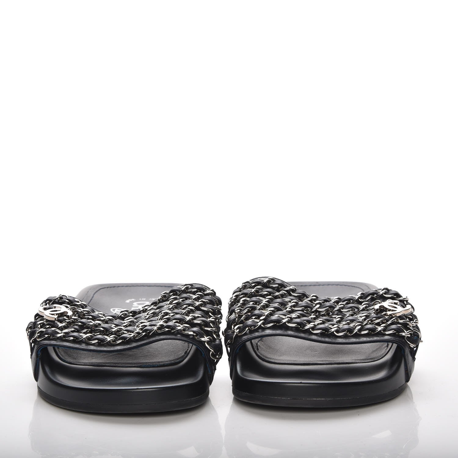 Chanel Lambskin Chain Flat Sandals 35 Marine 2 of 8