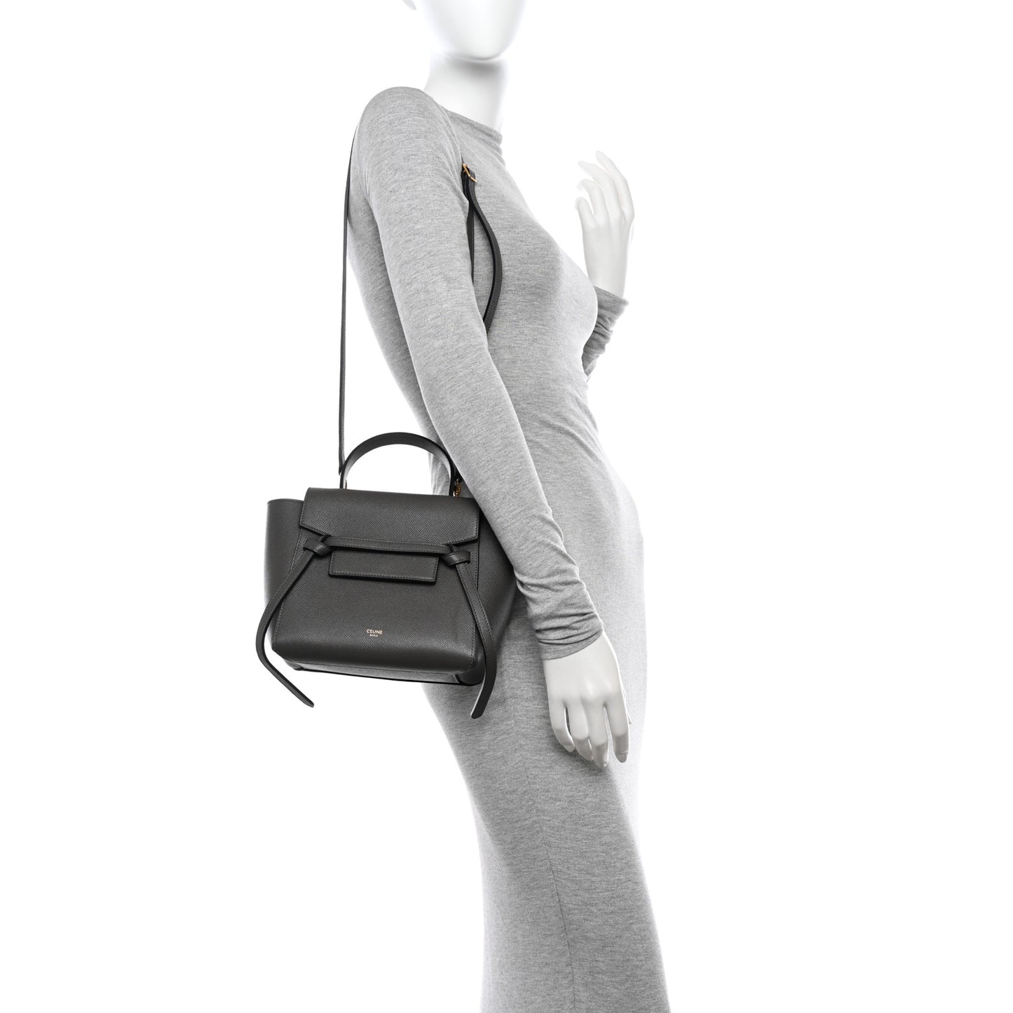 Grained Calfskin Nano Belt Bag Grey