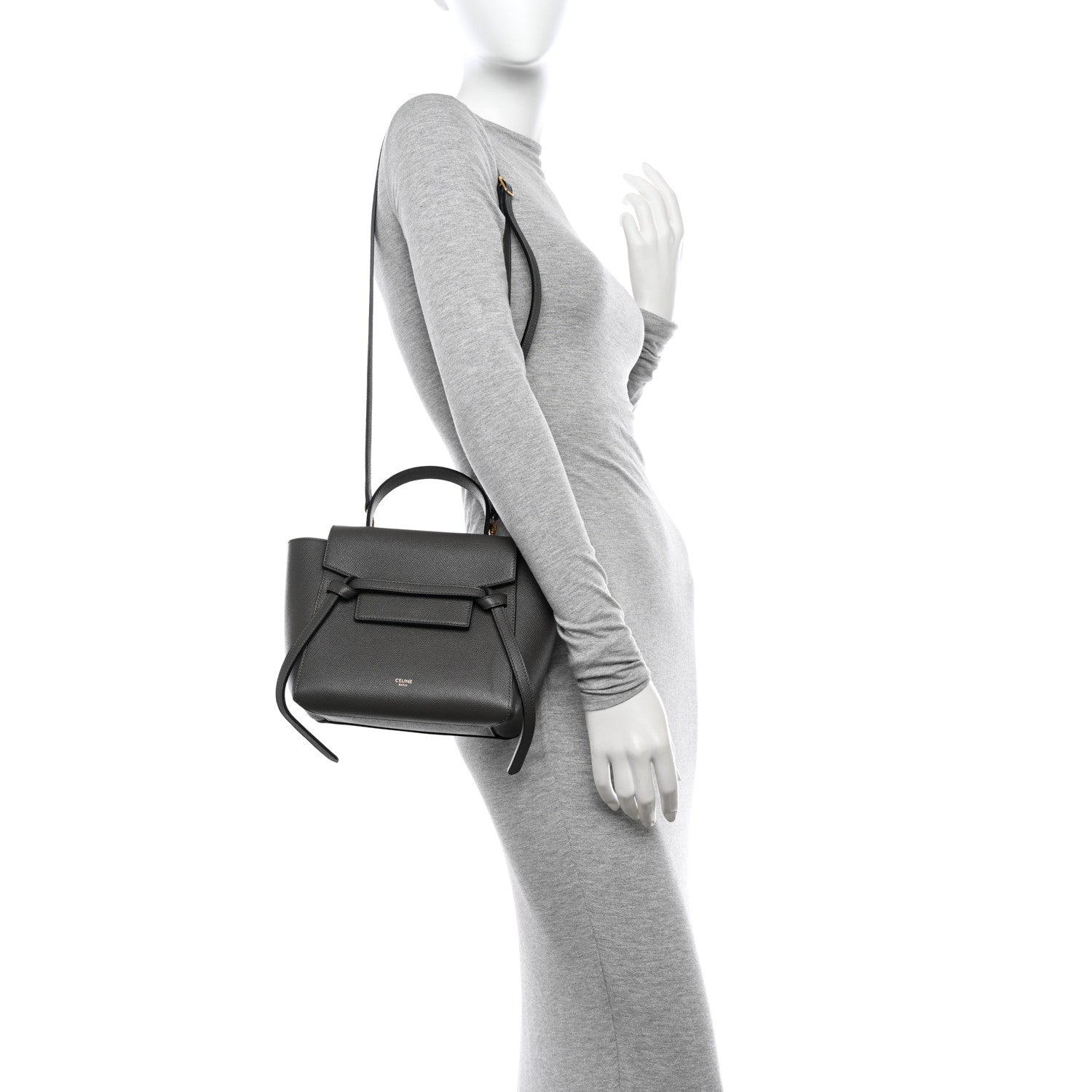 Celine Grained Calfskin Nano Belt Bag Grey 2 of 12