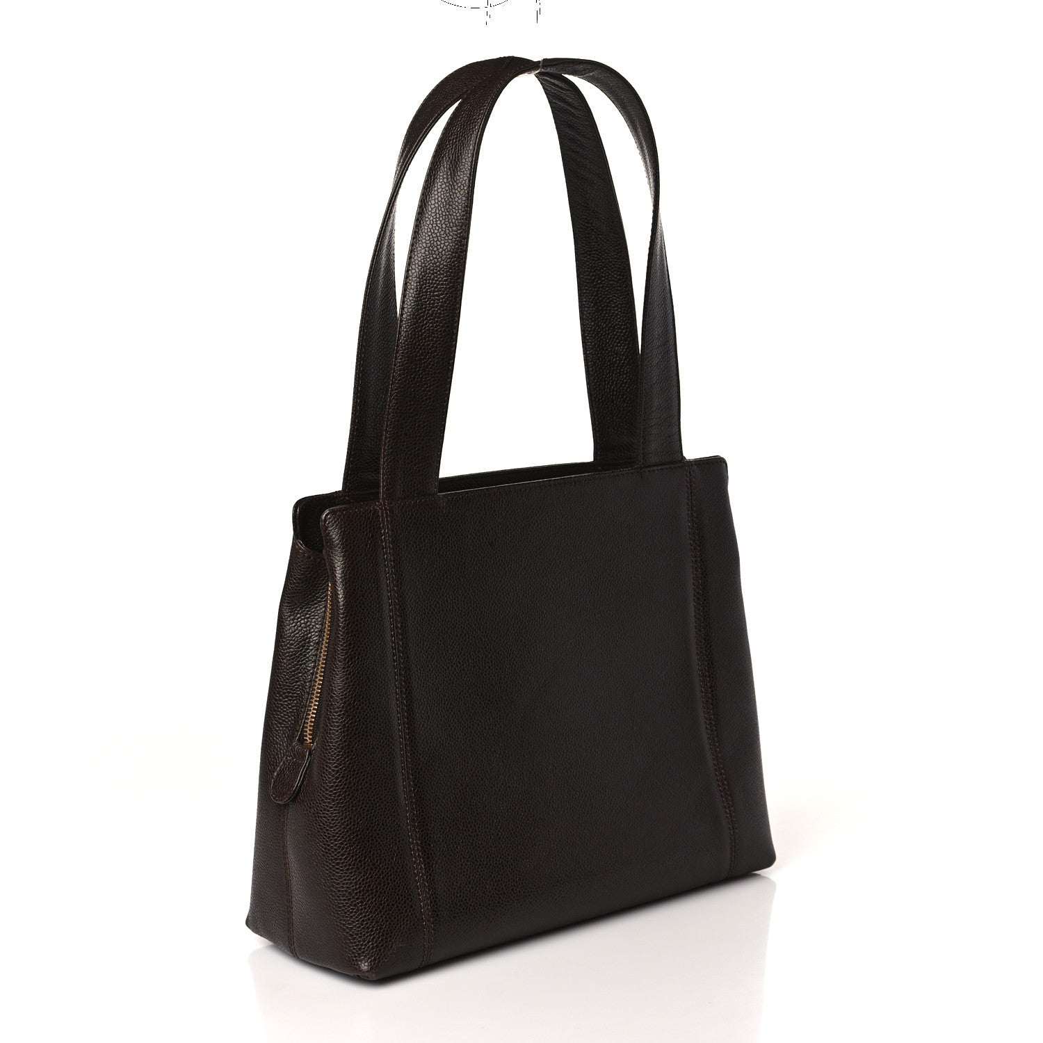 Chanel Caviar Logo Shopping Tote Dark Brown 3 of 9