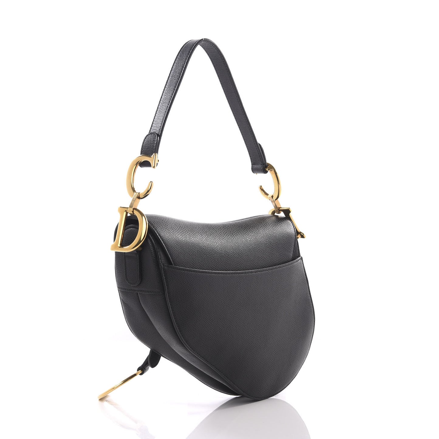 Grained Calfskin Saddle Bag Black
