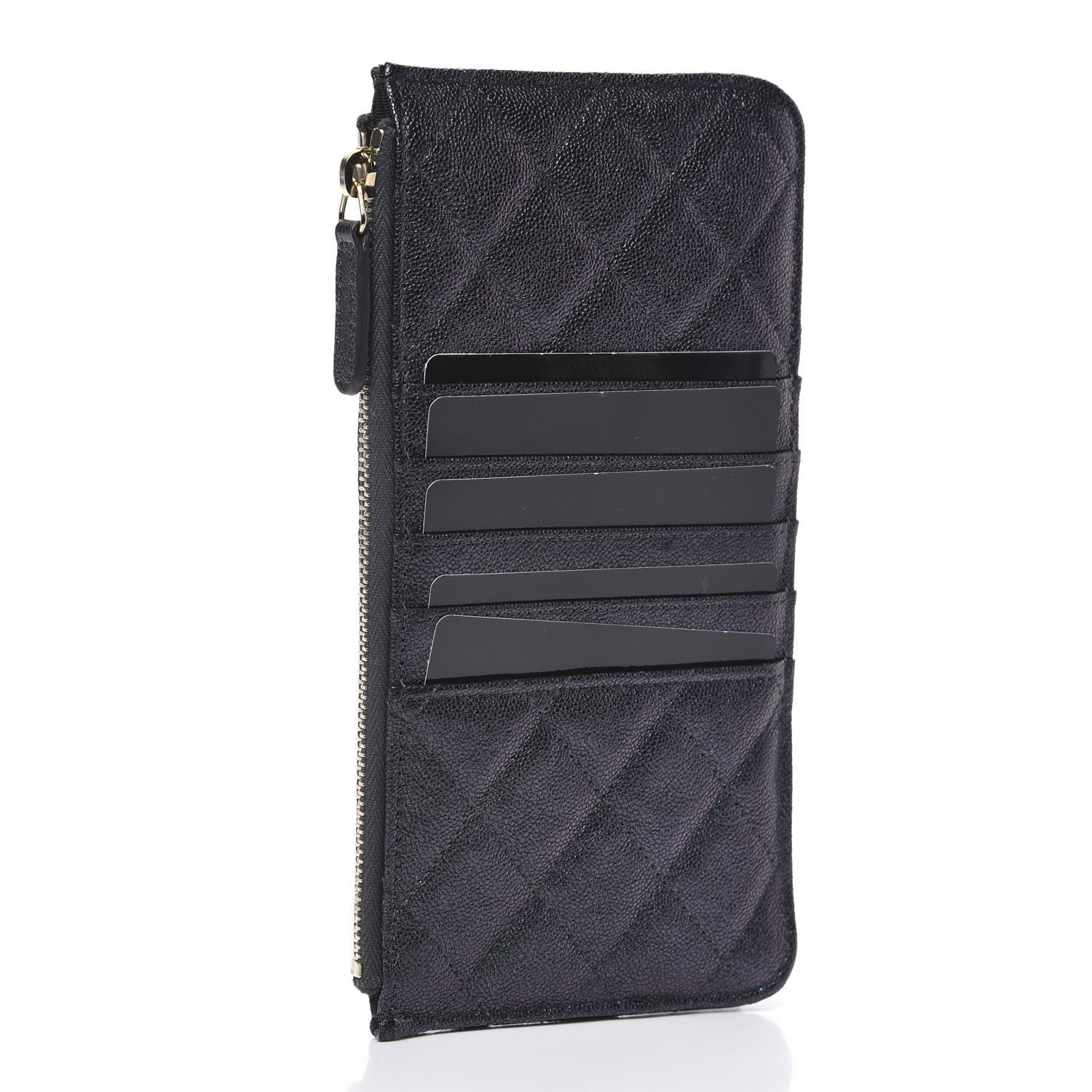 Chanel Iridescent Caviar Quilted Classic Flat Wallet Pouch Black 3 of 10