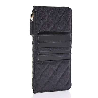 Chanel Iridescent Caviar Quilted Classic Flat Wallet Pouch Black 3 of 10