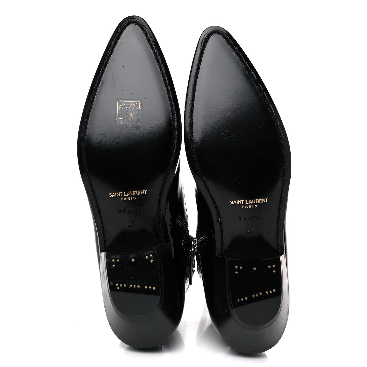Saint Laurent Vernice Belle Button Ankle Boots 37 Black 6 of 11