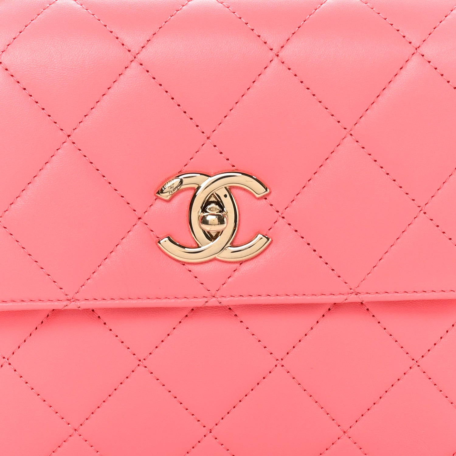 Chanel Lambskin Lacquered Quilted Mini Trendy CC Dual Handle Flap Bag Coral Pink 8 of 10