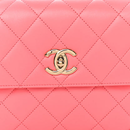 Chanel Lambskin Lacquered Quilted Mini Trendy CC Dual Handle Flap Bag Coral Pink 8 of 10