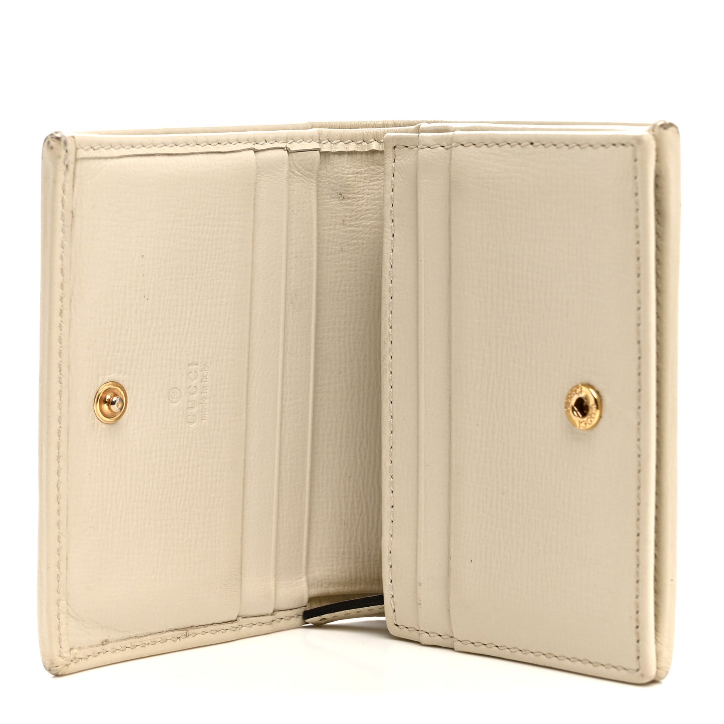 GG Supreme Monogram Azalea Calfskin Horsebit 1955 Card Case Wallet Beige Ebony Mystic White