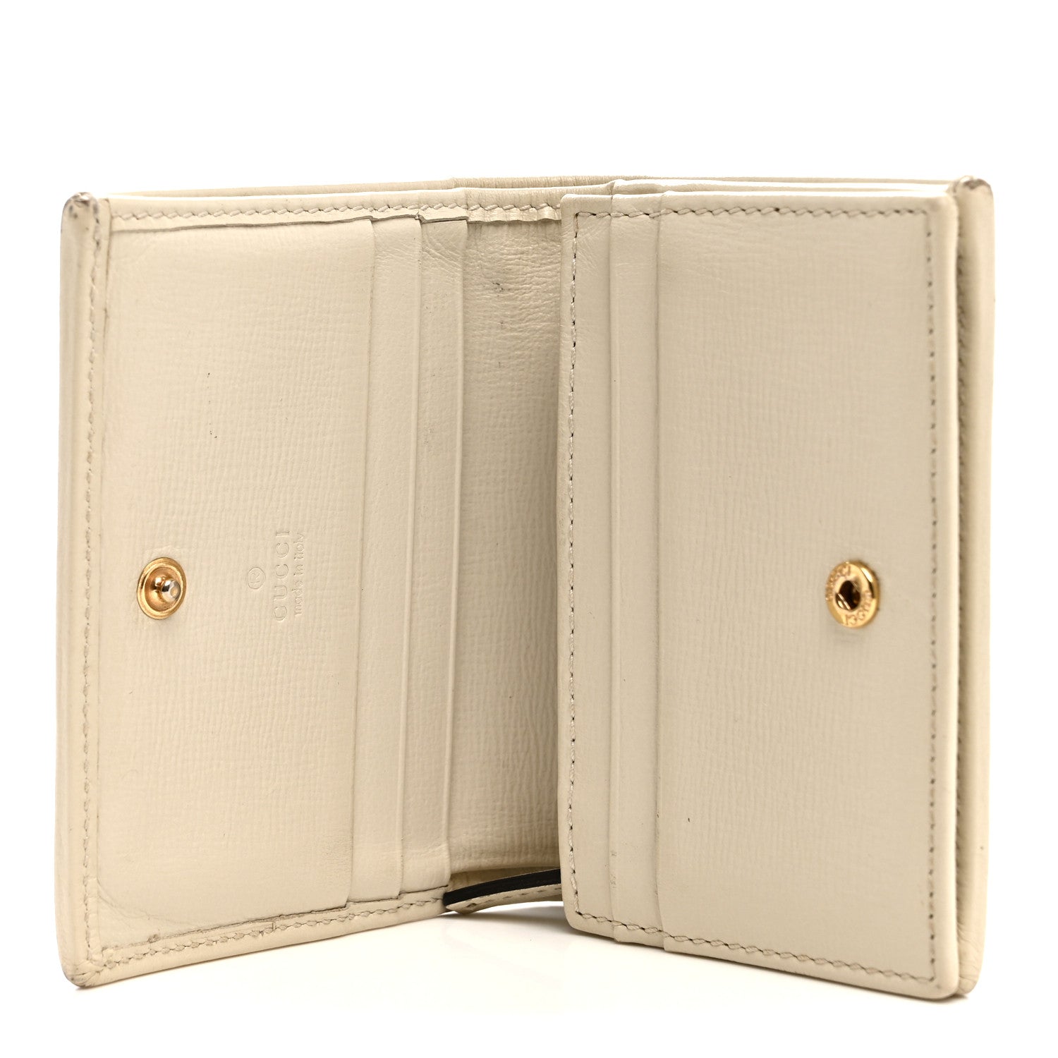 Gucci GG Supreme Monogram Azalea Calfskin Horsebit 1955 Card Case Wallet Beige Ebony Mystic White 5 of 10