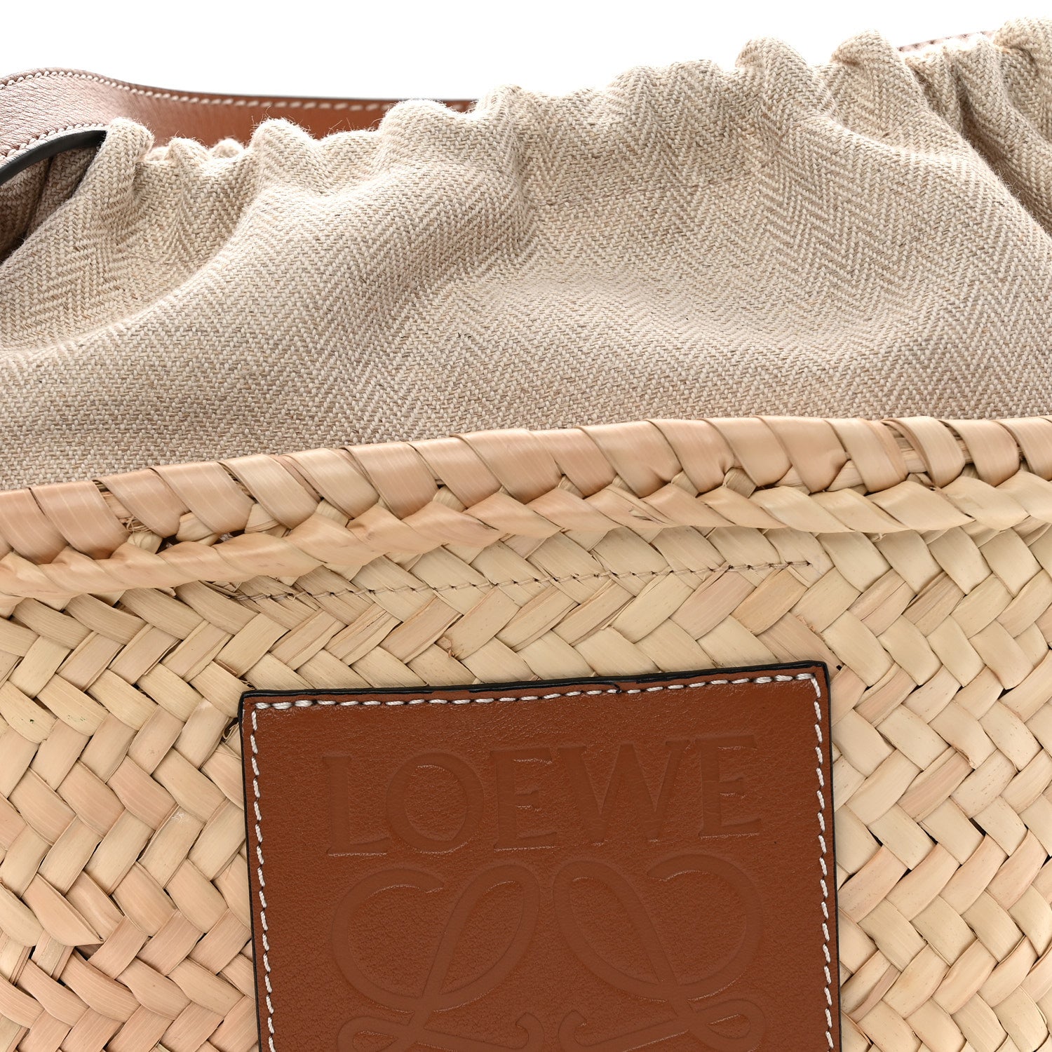 Loewe Raffia Drawstring Basket Tote Bag Natural Tan 7 of 9