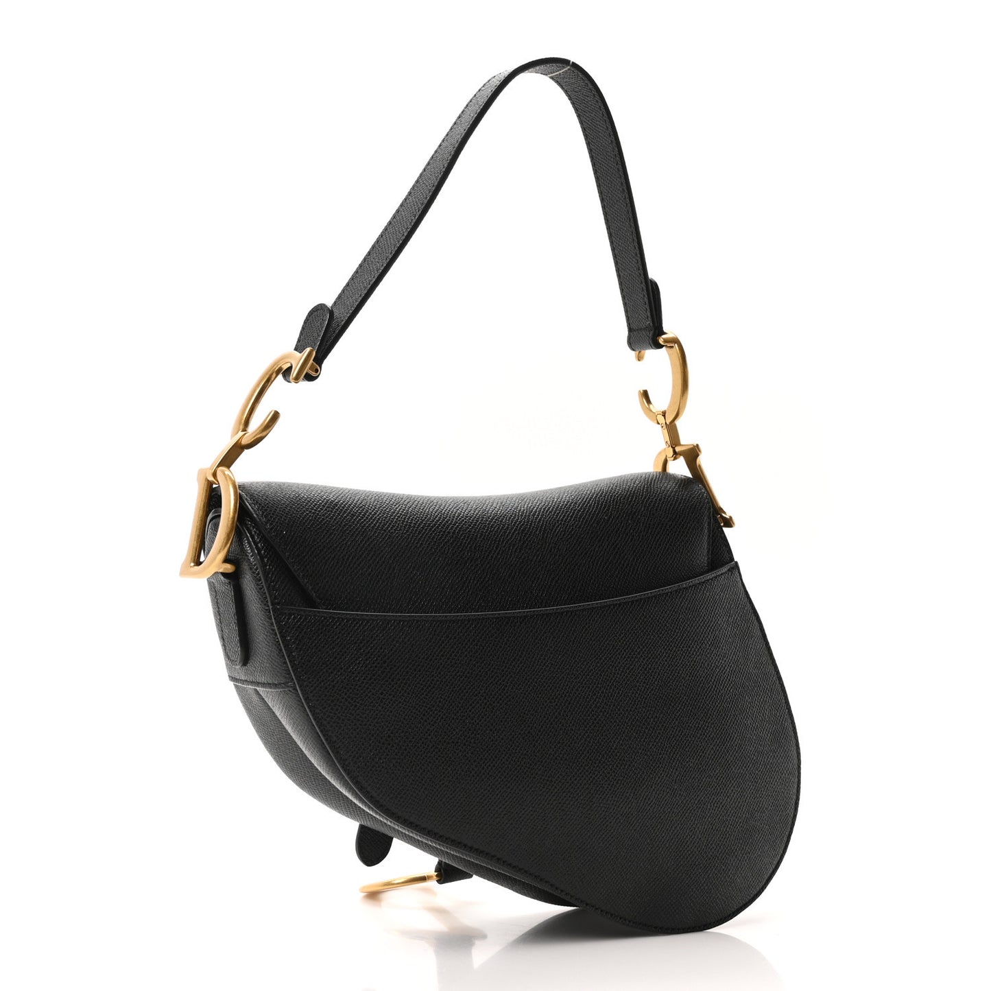 Grained Calfskin Saddle Bag Black