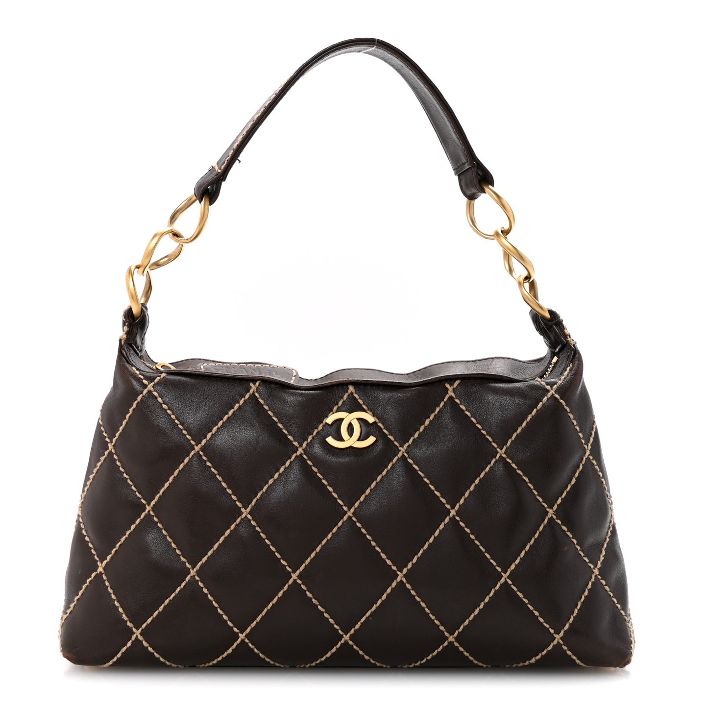 Calfskin Wild Stitch Hobo Brown