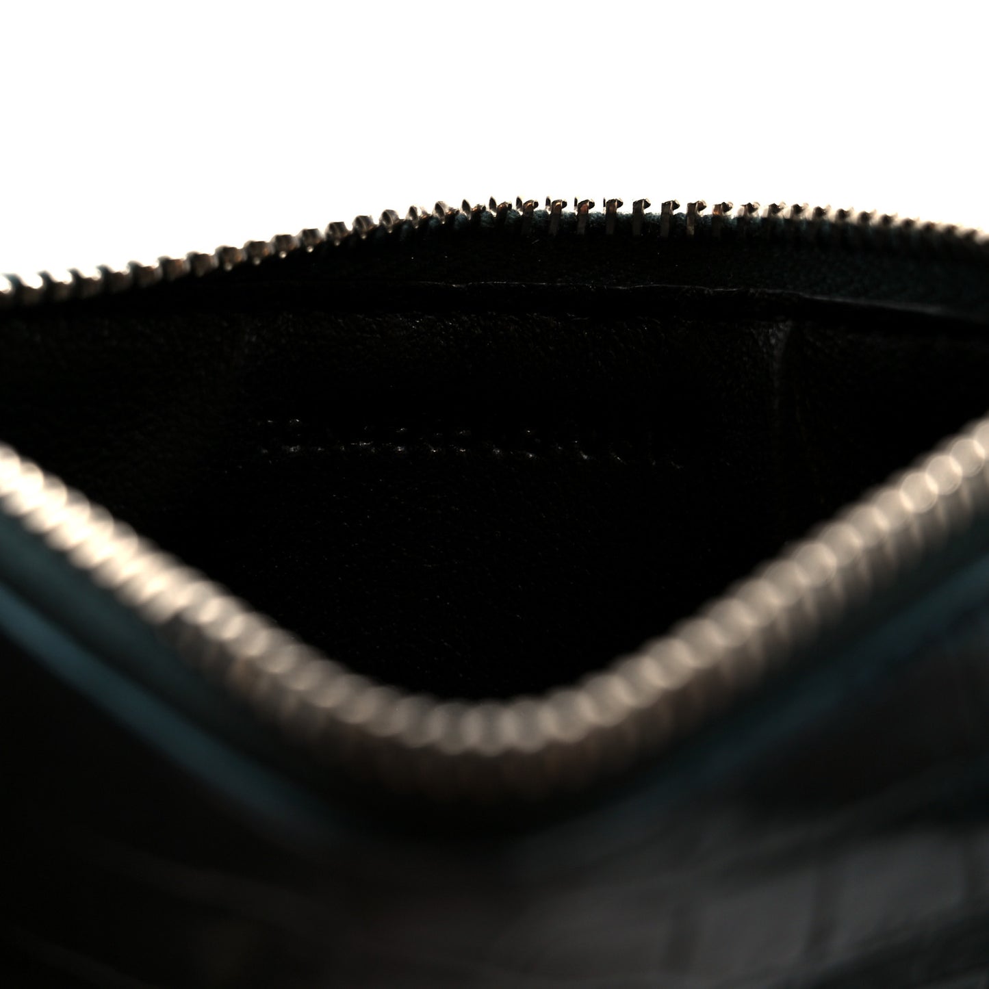 Calfskin Crocodile Embossed 5 Fragments Zip Pouch Card Holder Dark Turquoise