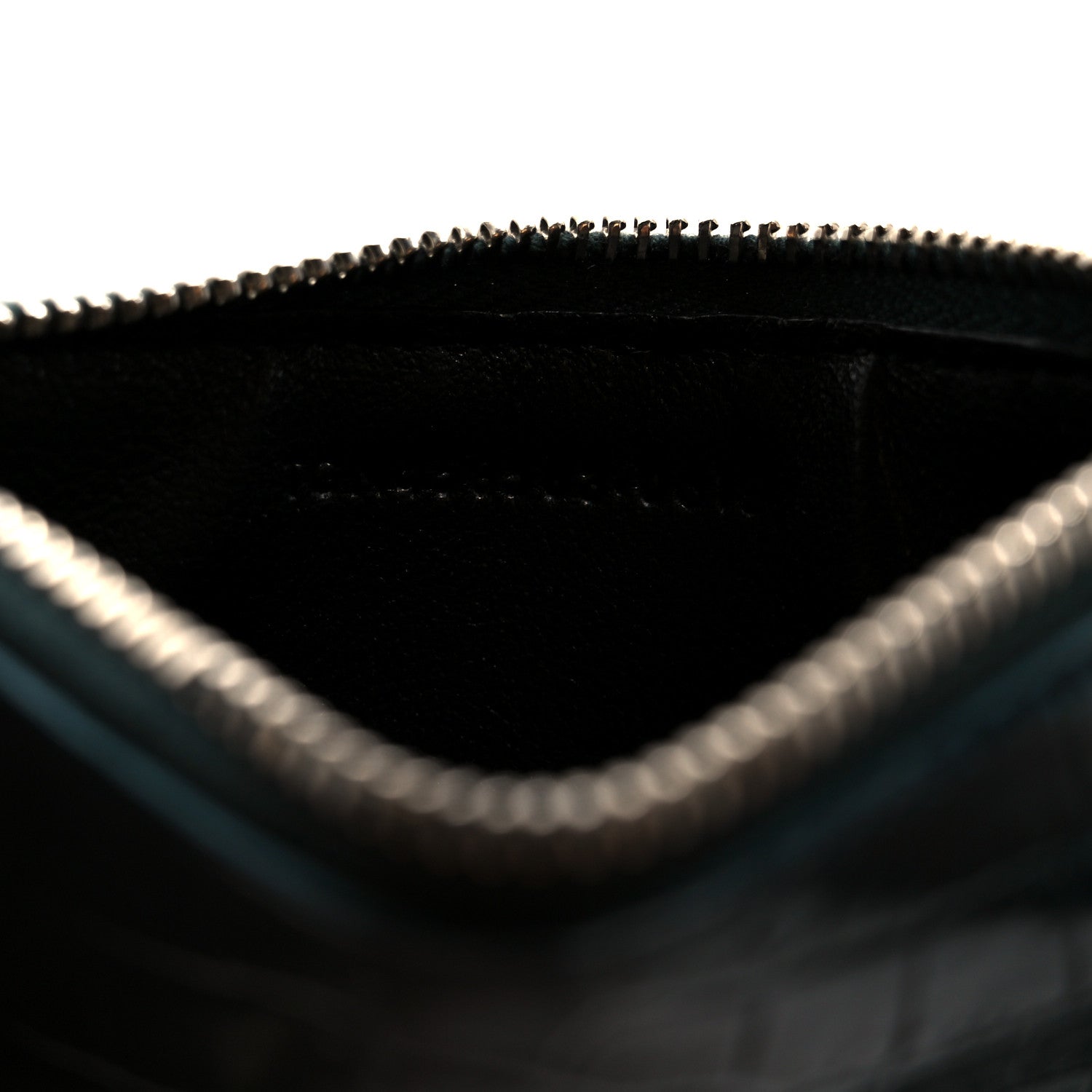 Saint Laurent Calfskin Crocodile Embossed 5 Fragments Zip Pouch Card Holder Dark Turquoise 7 of 9