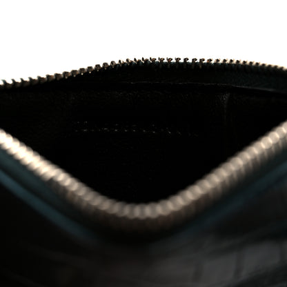Saint Laurent Calfskin Crocodile Embossed 5 Fragments Zip Pouch Card Holder Dark Turquoise 7 of 9