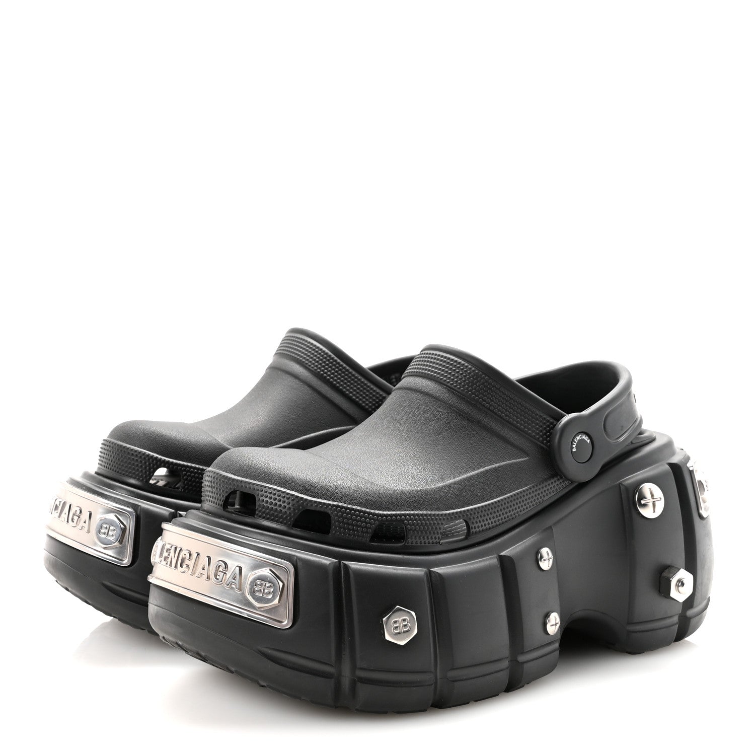 Balenciaga X CROCS Rubber Hardcroc Platform Sandals 39 Black 4 of 8