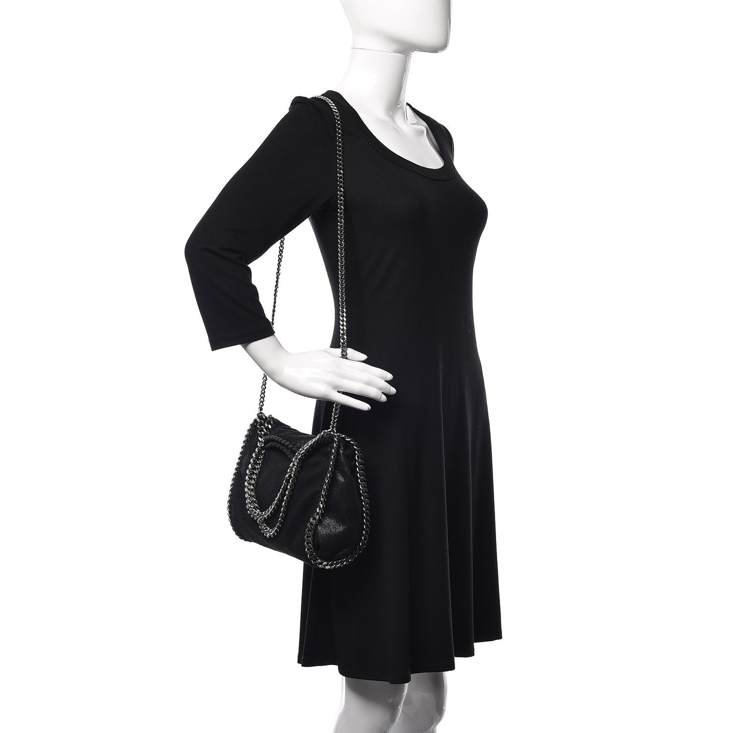 Shaggy Deer Mini Falabella Fold Over Tote Black