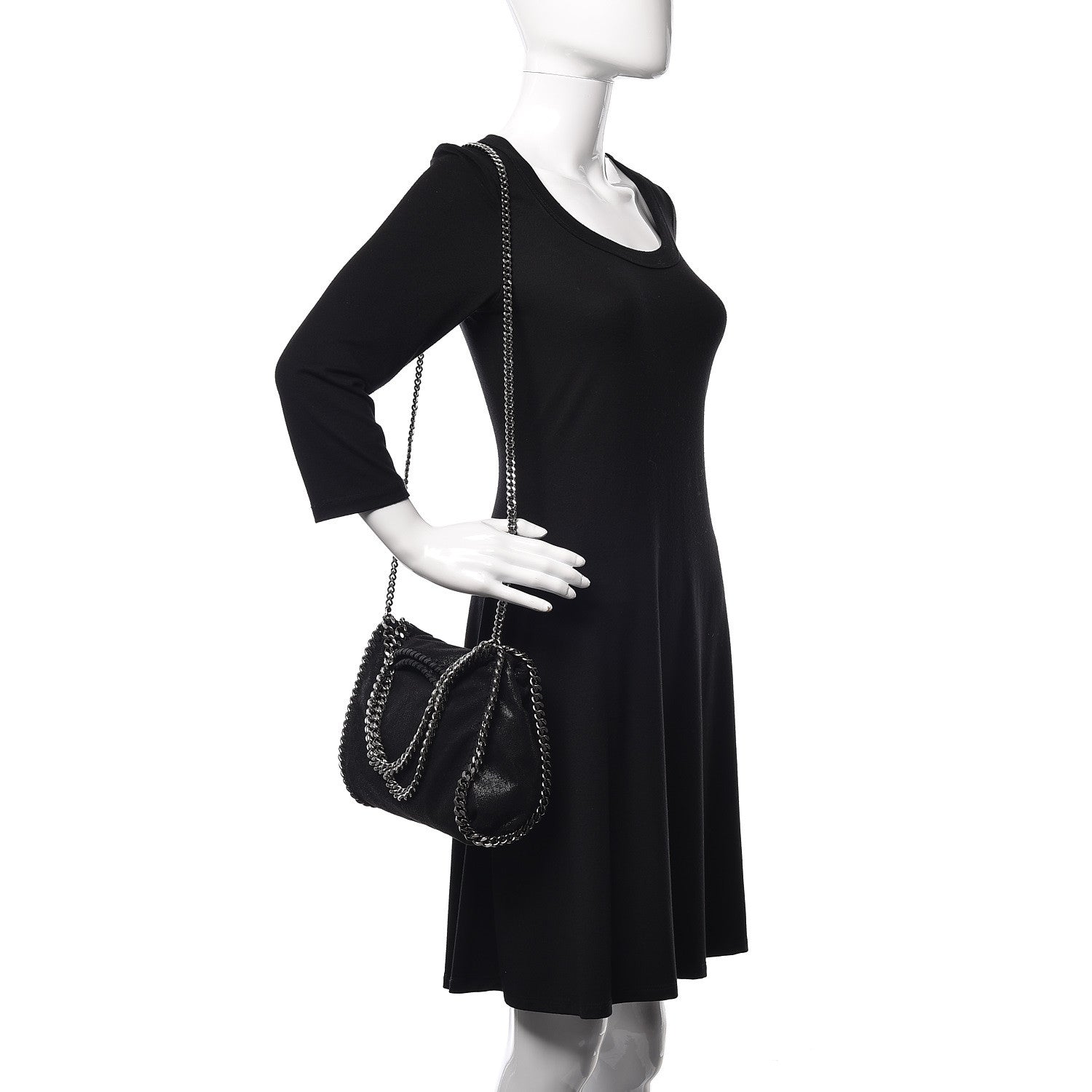 Stella McCartney Shaggy Deer Mini Falabella Fold Over Tote Black 2 of 10