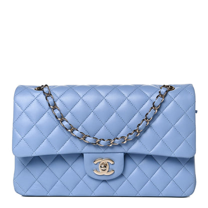 Chanel Lambskin Quilted Medium Double Flap Light Blue 1 of 10