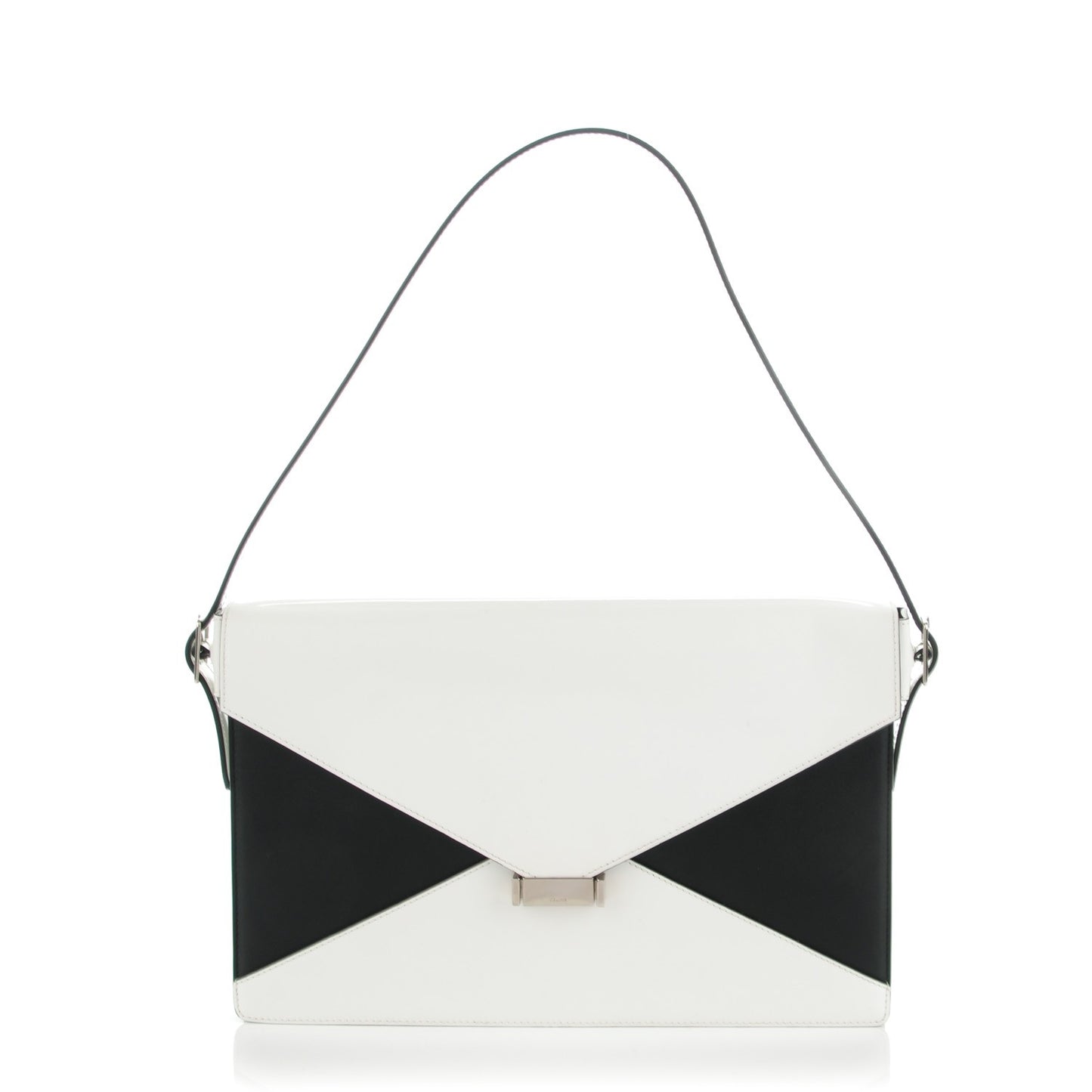 Spazzolato Calfskin Medium Diamond Shoulder Bag White Black