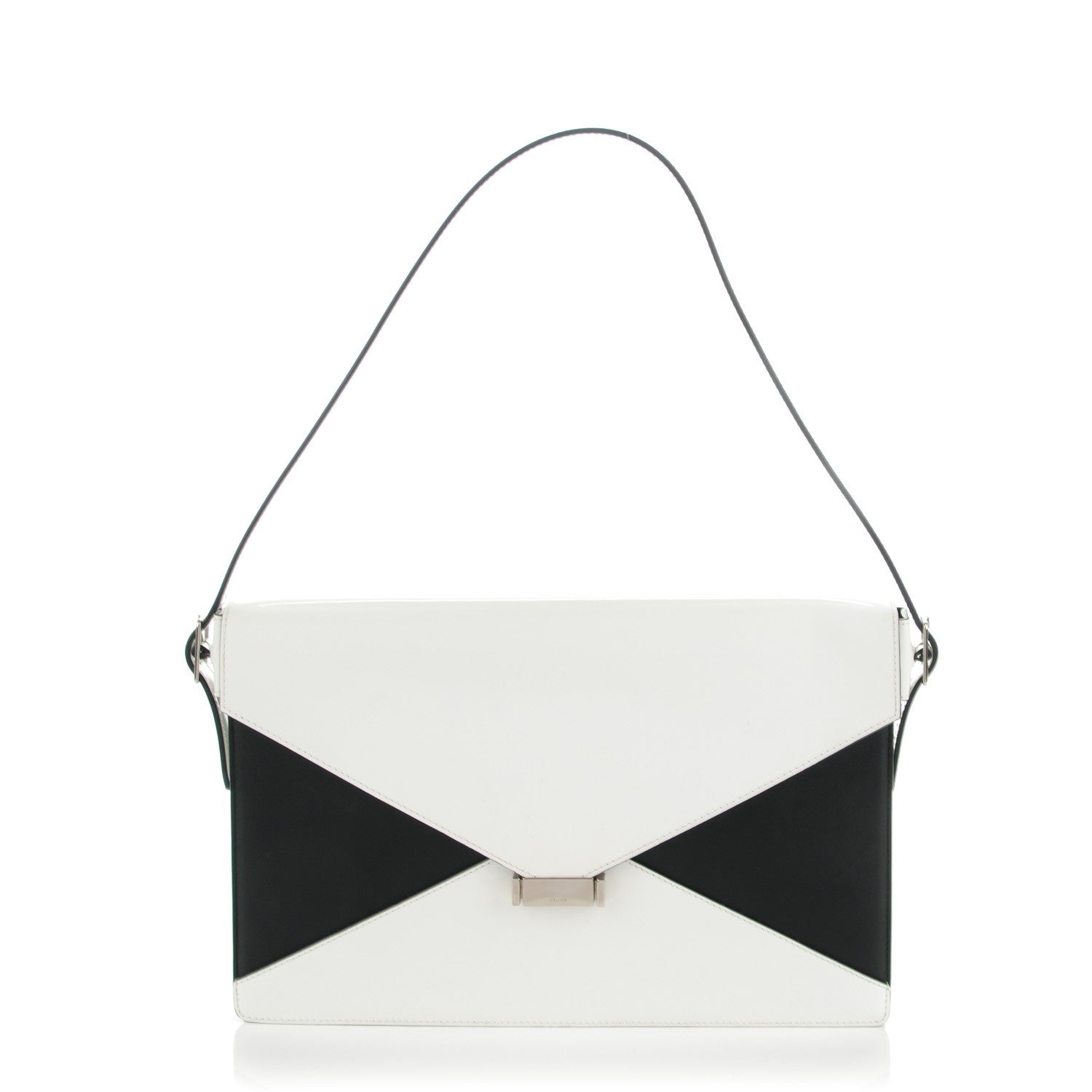 Celine Spazzolato Calfskin Medium Diamond Shoulder Bag White Black 1 of 7