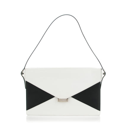 Celine Spazzolato Calfskin Medium Diamond Shoulder Bag White Black 1 of 7