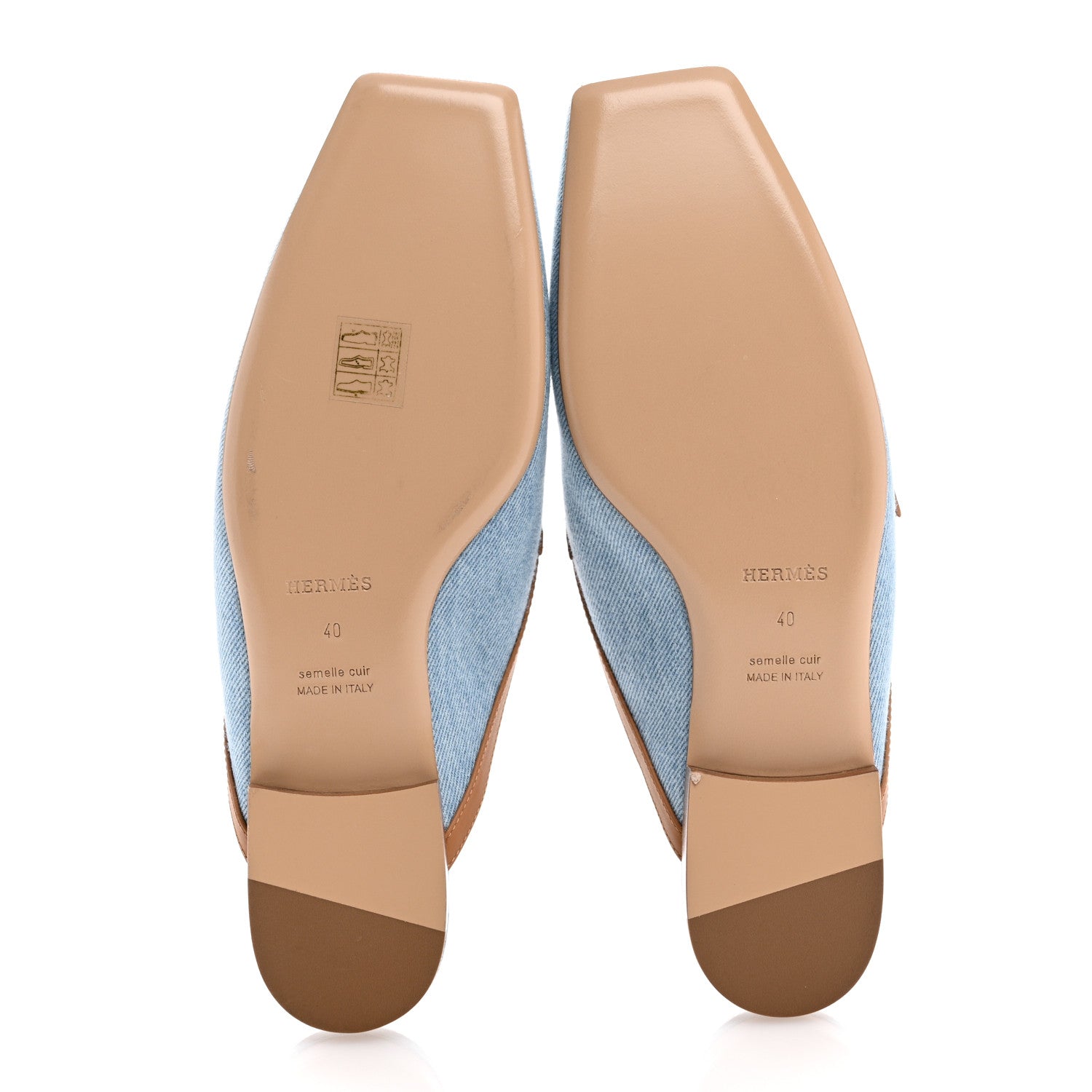 Hermes Denim Calfskin Groupie Mules 40 Bleu Clair Naturel 6 of 10