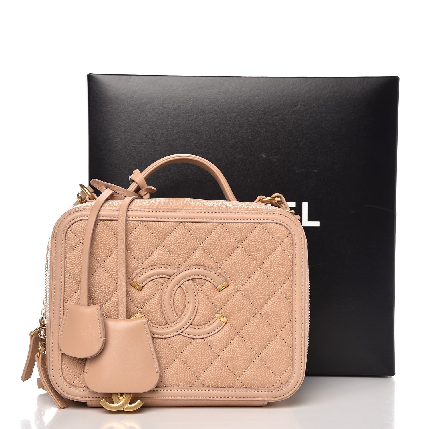 Chanel Caviar Quilted Medium CC Filigree Vanity Case Beige 8 of 8