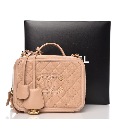 Chanel Caviar Quilted Medium CC Filigree Vanity Case Beige 8 of 8