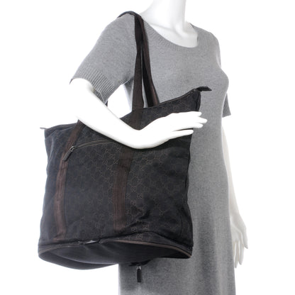Gucci Denim Monogram Large Collapsible Travel Tote Dark Brown 2 of 8