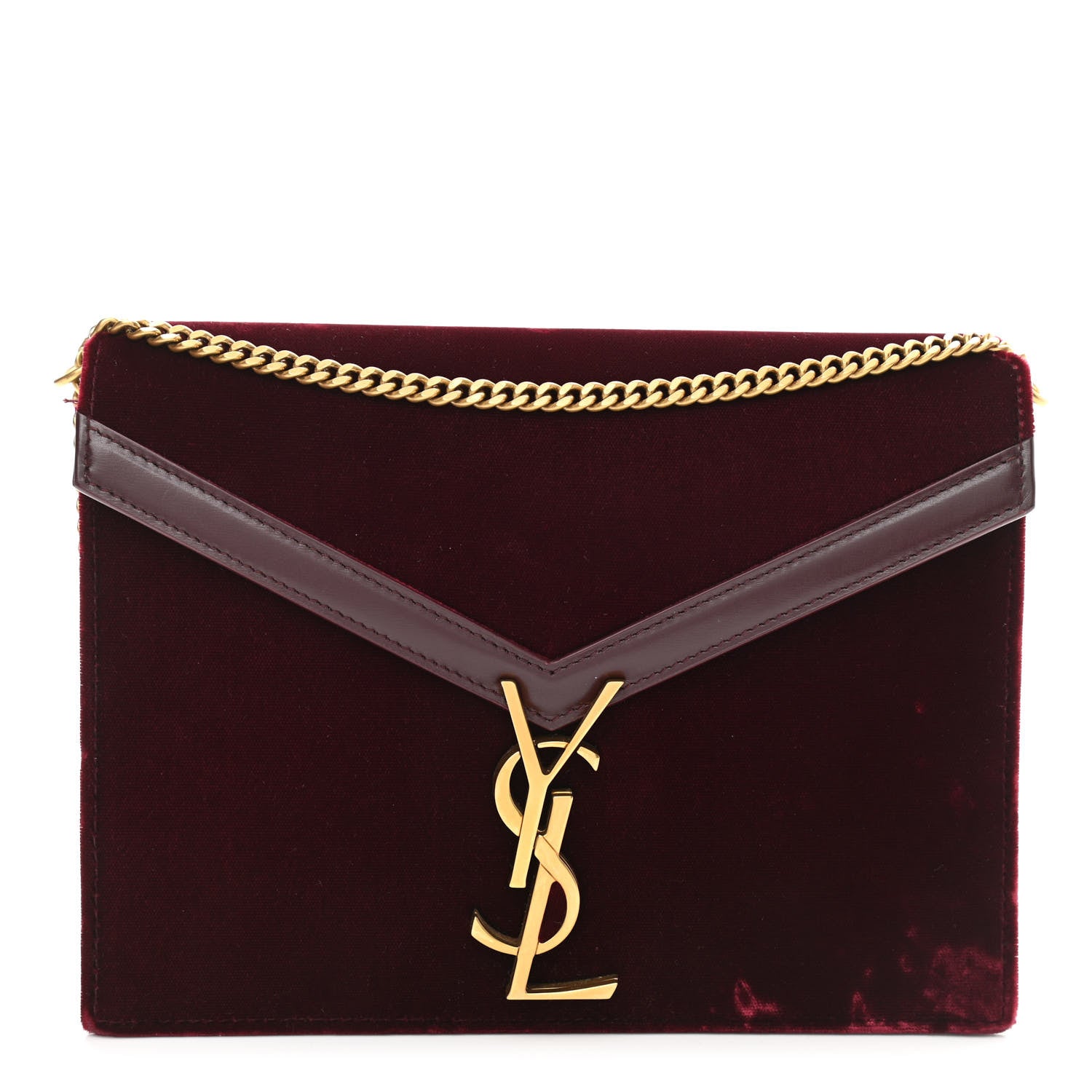 Saint Laurent Velvet Monogram Cassandra Clasp Bag Burgundy 1 of 13