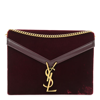 Saint Laurent Velvet Monogram Cassandra Clasp Bag Burgundy 1 of 13