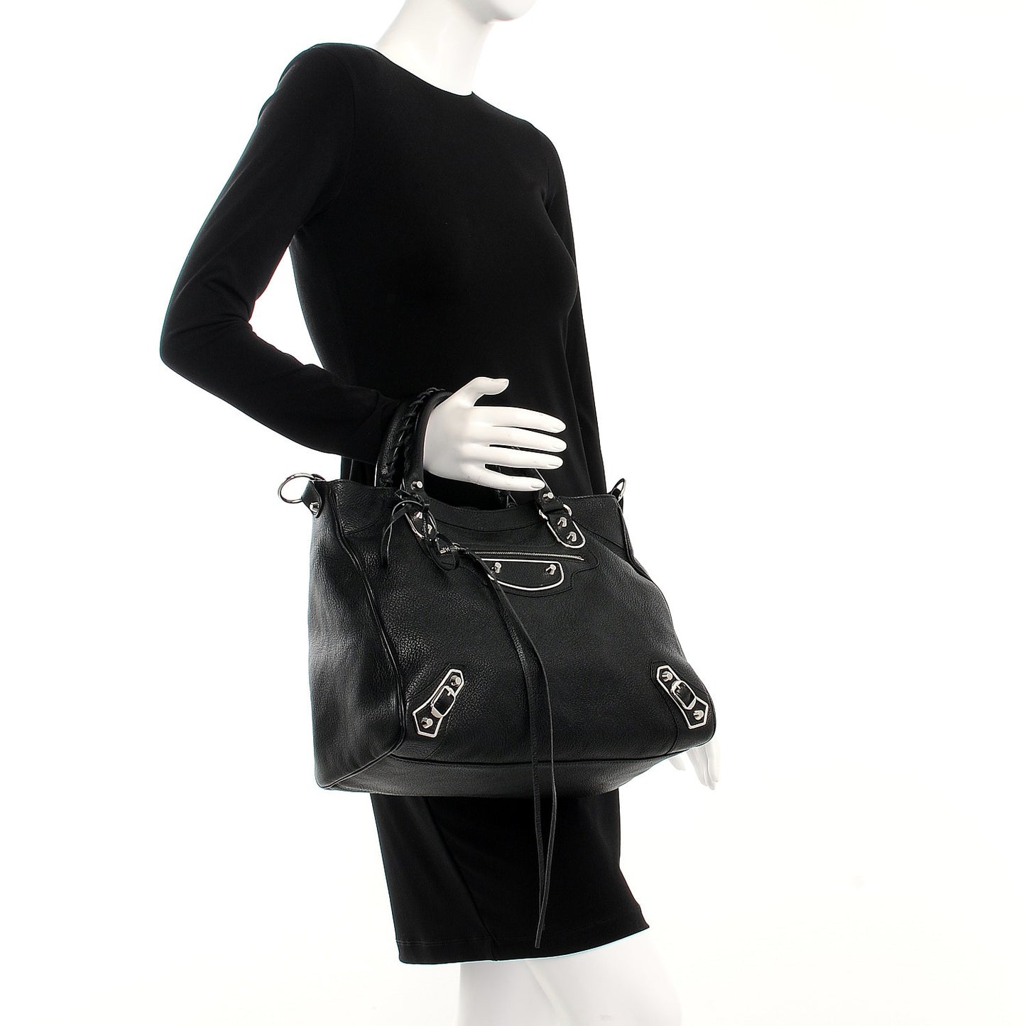 Chevre Silver Metallic Edge Hardware Velo Black