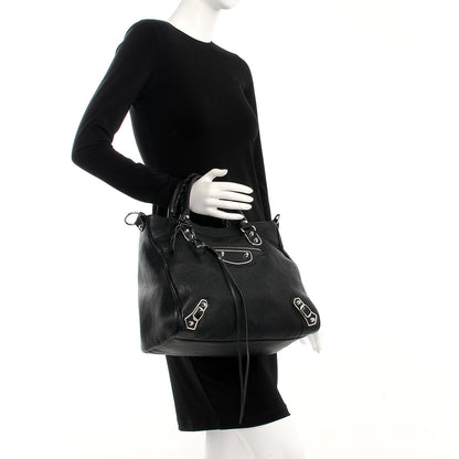 Balenciaga Chevre Silver Metallic Edge Hardware Velo Black 3 of 8