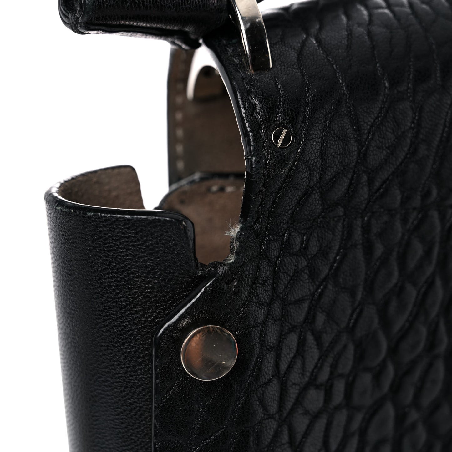 Grainy Calfskin Lockett Shoulder Bag Black