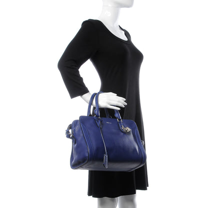 Alexander McQueen Pebbled Calfskin Small Skull Padlock Zip Around Tote Ultramarine 13 of 18