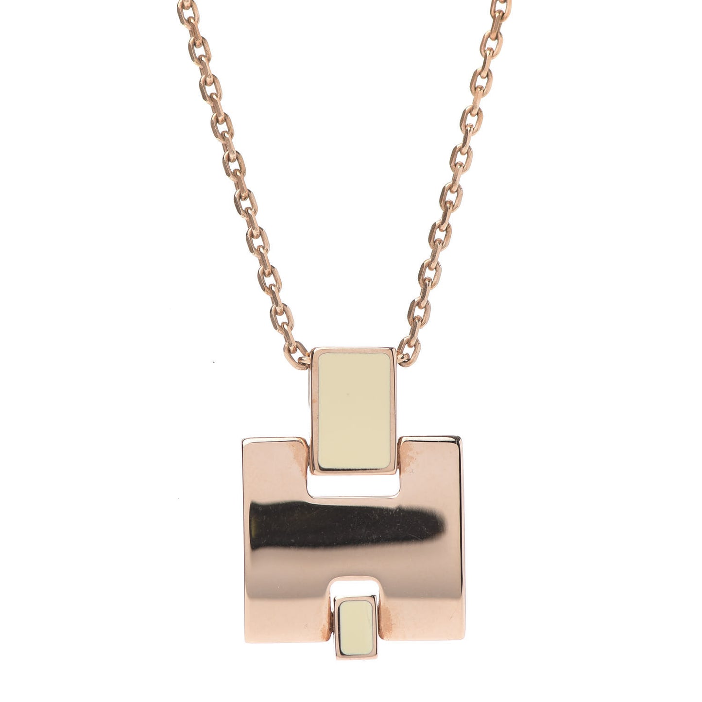 Rose Gold Plated Lacquered Eileen Pendant Necklace Ecru