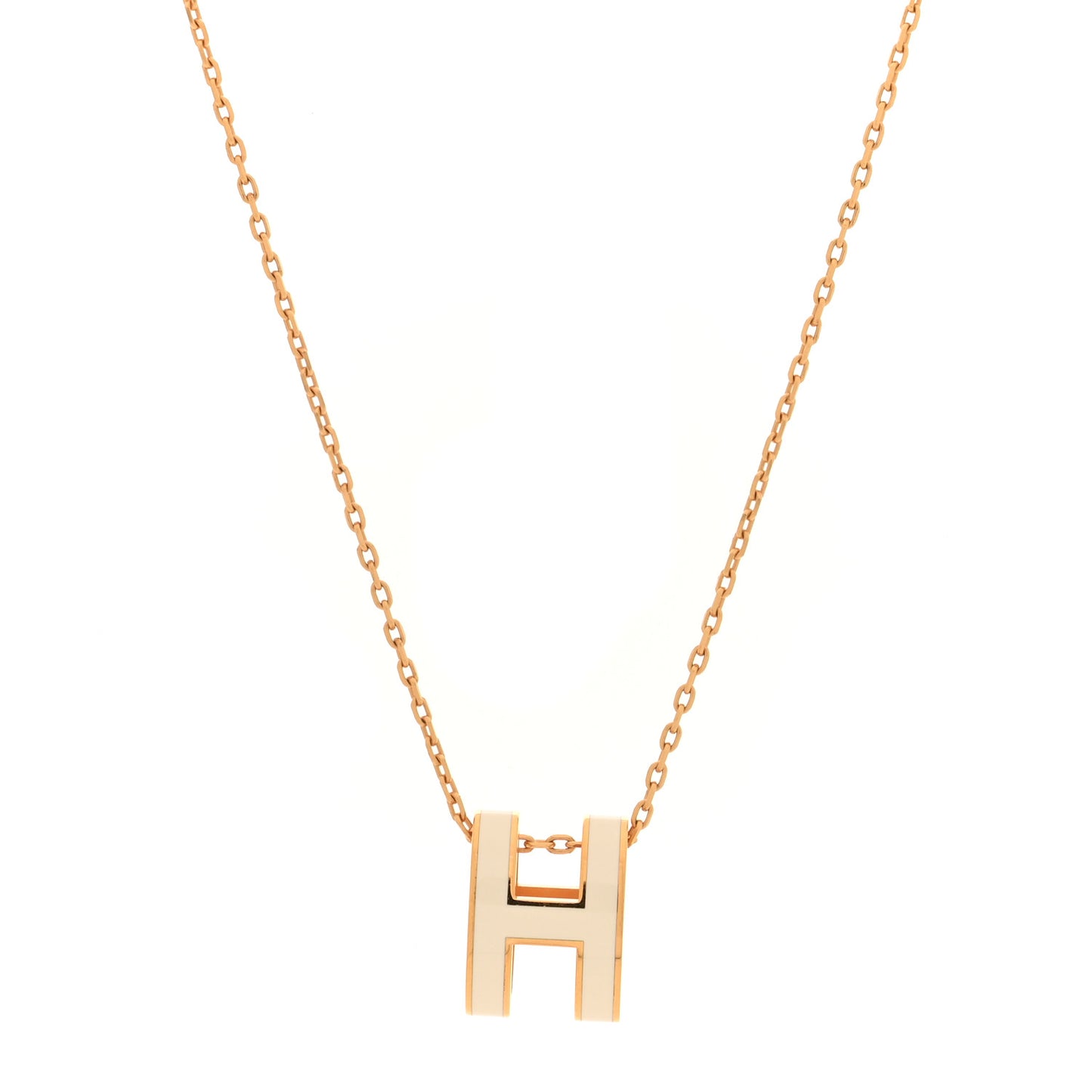 Lacquered Gold Pop H Pendant Necklace White