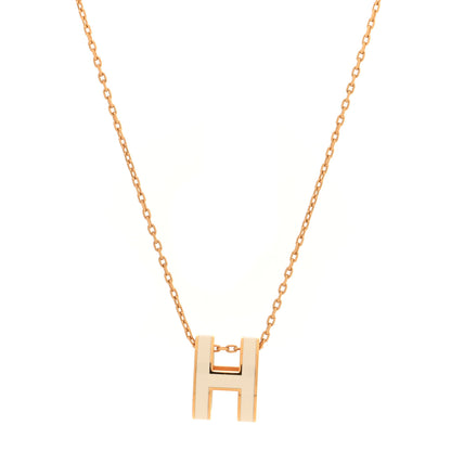 Hermes Lacquered Gold Pop H Pendant Necklace White 1 of 6