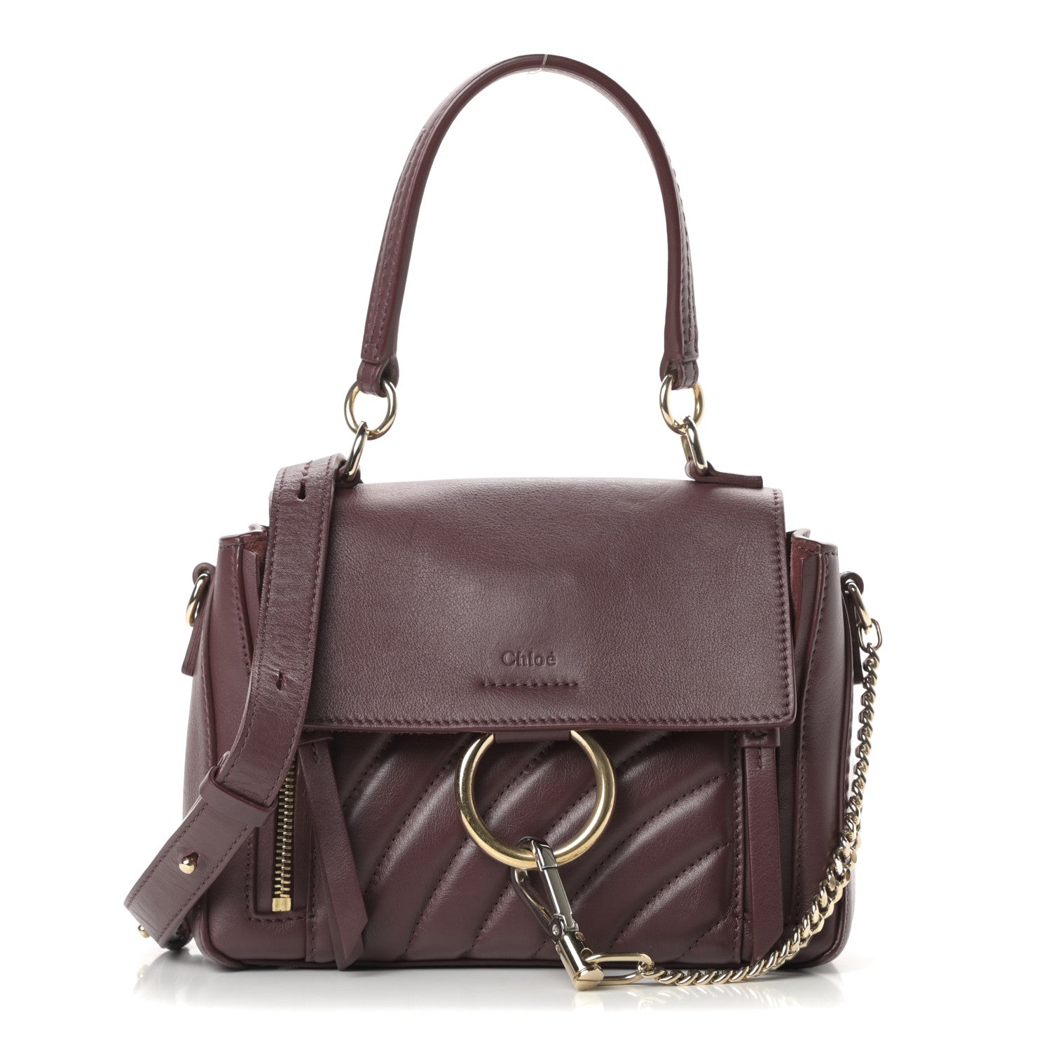 Chloe Calfskin Quilted Mini Faye Day Shoulder Bag Burnt Brown 1 of 12