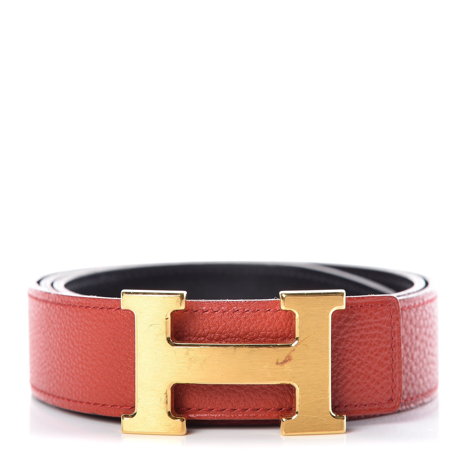 Hermes Box Togo 32mm H Belt 85 Vermillion Black 1 of 8
