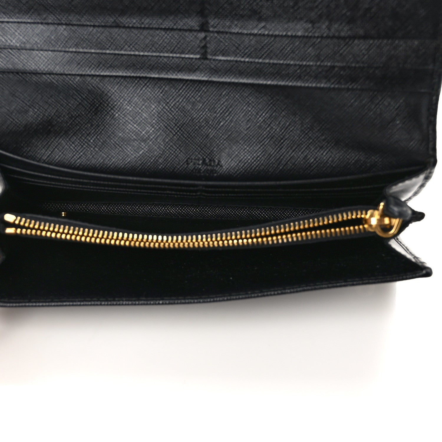 Prada Saffiano Metal Continental Flap Wallet Black 6 of 12