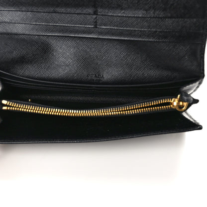 Prada Saffiano Metal Continental Flap Wallet Black 6 of 12