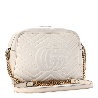 Gucci Calfskin Matelasse Medium GG Marmont Chain Shoulder Bag Mystic White 2 of 10
